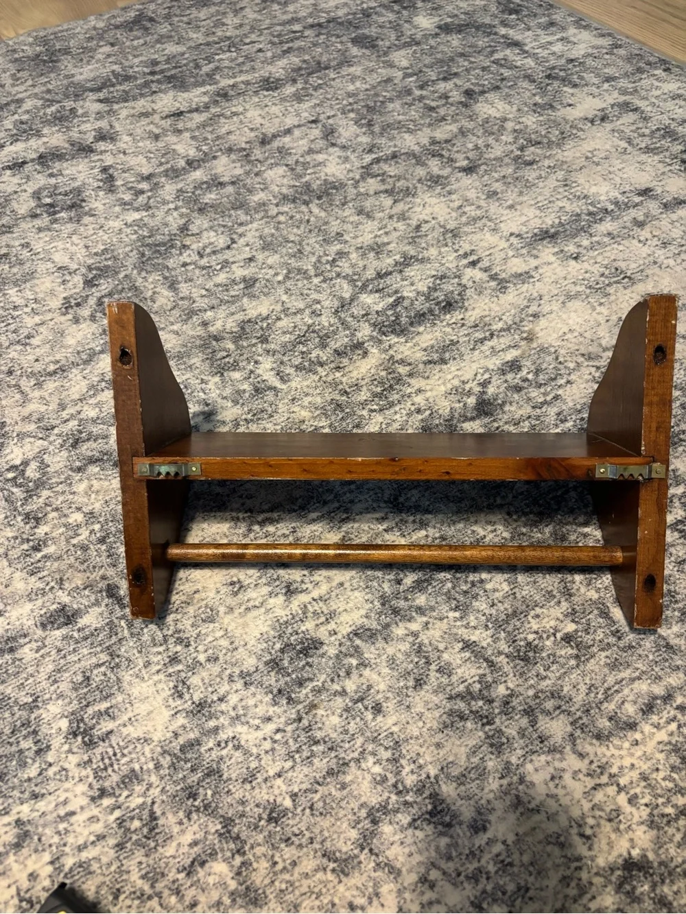 Vintage Classic Mid Century Modern Brown Wooden Wall Shelf Rack Decorative